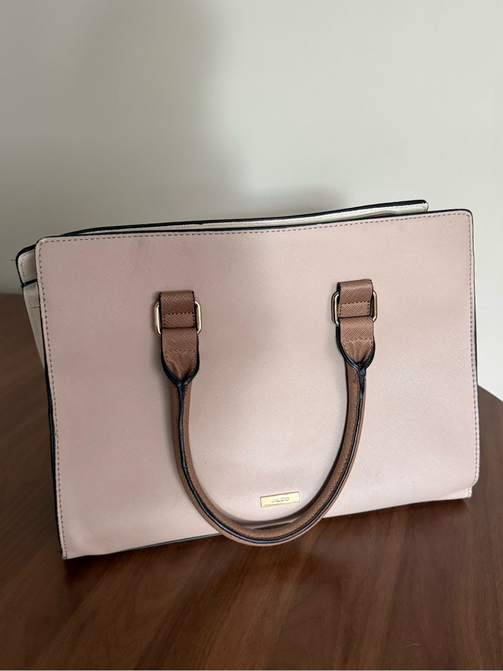 Aldo Light Blush Pink Satchel with Tan Handles